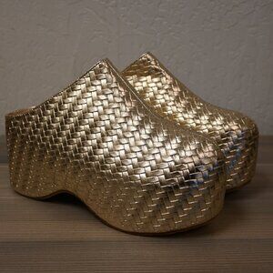 Azalea Wang Teatree-Gold Platform Mule